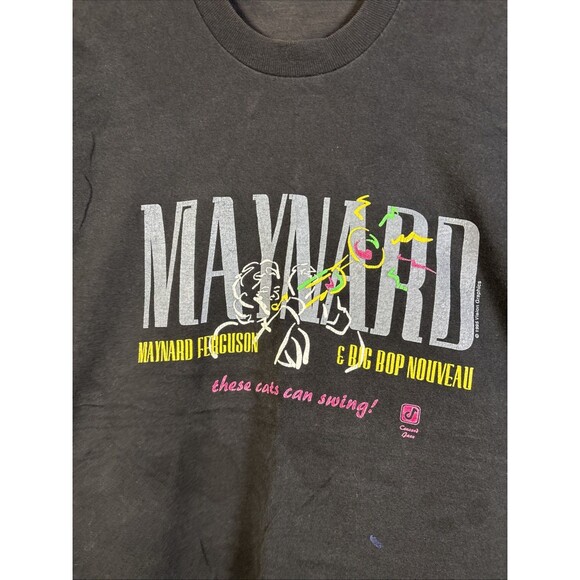 Vintage 90s 1995 Maynard Ferguson Shirt Big Bop Nouveau Black USA Made Sz Large - Picture 2 of 7